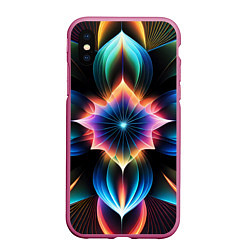 Чехол iPhone XS Max матовый Графические лепестки радужные, цвет: 3D-малиновый