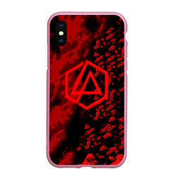 Чехол iPhone XS Max матовый Linkin park red logo, цвет: 3D-розовый