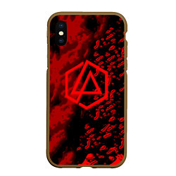 Чехол iPhone XS Max матовый Linkin park red logo, цвет: 3D-коричневый