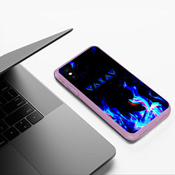 Чехол iPhone XS Max матовый The Witcher fire logo glitch, цвет: 3D-сиреневый — фото 2