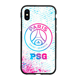 Чехол iPhone XS Max матовый PSG neon gradient style, цвет: 3D-черный