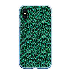 Чехол iPhone XS Max матовый Пёстрый чёрно-сине-зелёный, цвет: 3D-голубой