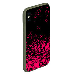 Чехол iPhone XS Max матовый Fortnite розовый стиль геймер, цвет: 3D-темно-зеленый — фото 2