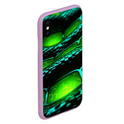 Чехол iPhone XS Max матовый Зеленая змеиная абстрактная текстура, цвет: 3D-сиреневый — фото 2