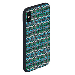 Чехол iPhone XS Max матовый Голубые абстрактные волны, цвет: 3D-черный — фото 2