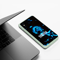 Чехол iPhone XS Max матовый Nirvana рок бенд краски, цвет: 3D-салатовый — фото 2