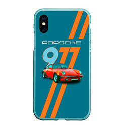 Чехол iPhone XS Max матовый Porsche 911 немецкий спорткар, цвет: 3D-мятный