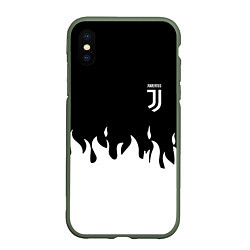 Чехол iPhone XS Max матовый Juventus fire, цвет: 3D-темно-зеленый