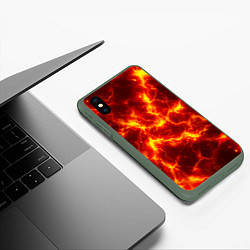 Чехол iPhone XS Max матовый Текстура огня, цвет: 3D-темно-зеленый — фото 2