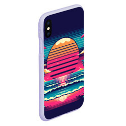 Чехол iPhone XS Max матовый Закат на пляже vaporwave, цвет: 3D-светло-сиреневый — фото 2