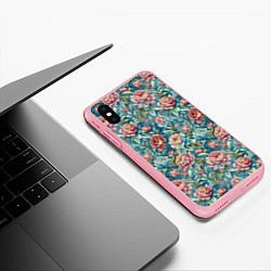Чехол iPhone XS Max матовый Пионы паттерном садовые крупные цветы, цвет: 3D-баблгам — фото 2