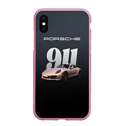 Чехол iPhone XS Max матовый Спортивный автомобиль Porsche 911, цвет: 3D-розовый