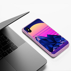 Чехол iPhone XS Max матовый Vaporwave неоновые горы, цвет: 3D-сиреневый — фото 2