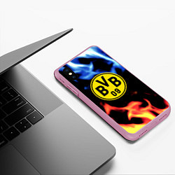 Чехол iPhone XS Max матовый Borussia fire storm steel, цвет: 3D-розовый — фото 2