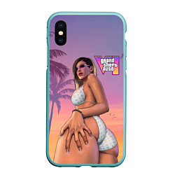 Чехол iPhone XS Max матовый Девушка в купальнике из Gta 6, цвет: 3D-мятный