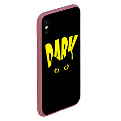 Чехол iPhone XS Max матовый Черный кот светящиеся глаза - dark, цвет: 3D-малиновый — фото 2