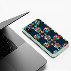 Чехол iPhone XS Max матовый Абстрактная генерация ии с черепом, цвет: 3D-салатовый — фото 2