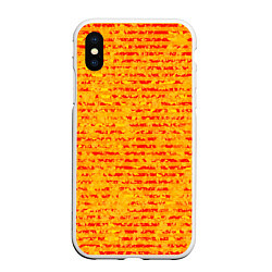 Чехол iPhone XS Max матовый Яркий красно-жёлтый абстарктный полосатый, цвет: 3D-белый