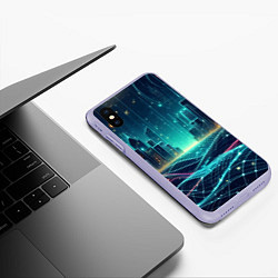 Чехол iPhone XS Max матовый Metropolis - vaporwave neon glow, цвет: 3D-светло-сиреневый — фото 2