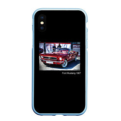 Чехол iPhone XS Max матовый Ford Mustang кабриолет модель 1967 года, цвет: 3D-голубой