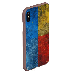 Чехол iPhone XS Max матовый Синий жёлтый красный в крапинку, цвет: 3D-коричневый — фото 2