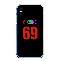 Чехол iPhone XS Max матовый 6ix9ine logo, цвет: 3D-голубой