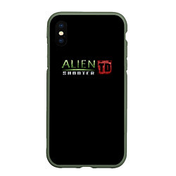 Чехол iPhone XS Max матовый Alien Shooter, цвет: 3D-темно-зеленый