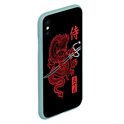 Чехол iPhone XS Max матовый Дракон с катаной - кодекс самурая, цвет: 3D-мятный — фото 2