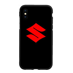 Чехол iPhone XS Max матовый Suzuki red logo, цвет: 3D-черный