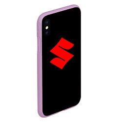 Чехол iPhone XS Max матовый Suzuki red logo, цвет: 3D-сиреневый — фото 2