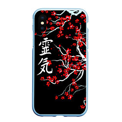 Чехол iPhone XS Max матовый Цветы сакуры, цвет: 3D-голубой
