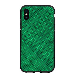 Чехол iPhone XS Max матовый Насыщенный зелёный текстурированный, цвет: 3D-черный