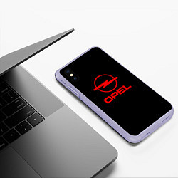 Чехол iPhone XS Max матовый Opel red logo auto, цвет: 3D-светло-сиреневый — фото 2