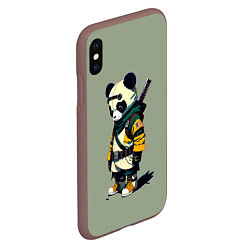 Чехол iPhone XS Max матовый Пандёныш кибер самурай - нейросеть, цвет: 3D-коричневый — фото 2