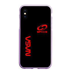 Чехол iPhone XS Max матовый Nasa space red logo, цвет: 3D-сиреневый