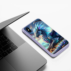Чехол iPhone XS Max матовый Крылатый сказочный дракон - нейросеть, цвет: 3D-светло-сиреневый — фото 2