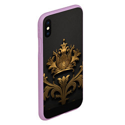 Чехол iPhone XS Max матовый Объемная золотая корона с узорами, цвет: 3D-сиреневый — фото 2