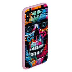 Чехол iPhone XS Max матовый Crazy color skull - graffiti, цвет: 3D-розовый — фото 2