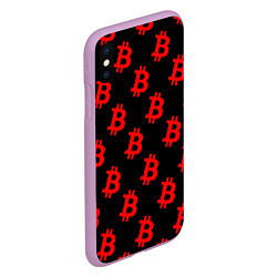 Чехол iPhone XS Max матовый Bitcoin red logo money, цвет: 3D-сиреневый — фото 2