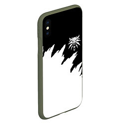 Чехол iPhone XS Max матовый Ведьмак белое лого краски, цвет: 3D-темно-зеленый — фото 2