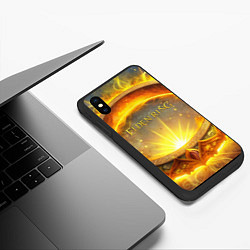 Чехол iPhone XS Max матовый Elden Ring лого и волшебное золотое кольцо, цвет: 3D-черный — фото 2