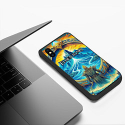 Чехол iPhone XS Max матовый Elden Ring лого и волшебное золотое кольцо, цвет: 3D-черный — фото 2