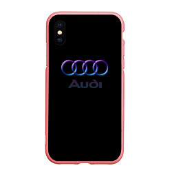 Чехол iPhone XS Max матовый Audi neon logo, цвет: 3D-баблгам