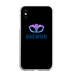 Чехол iPhone XS Max матовый Daewoo logo neon, цвет: 3D-белый