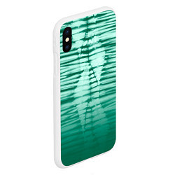 Чехол iPhone XS Max матовый Tie-dye green stripes, цвет: 3D-белый — фото 2