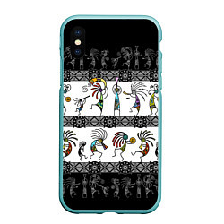 Чехол iPhone XS Max матовый Кокопелли - боги индейцев хайда, цвет: 3D-мятный