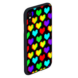 Чехол iPhone XS Max матовый Сердечки глитч паттерн, цвет: 3D-черный — фото 2