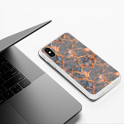 Чехол iPhone XS Max матовый Текстура треснувшего темно-серого мрамора, цвет: 3D-белый — фото 2