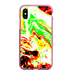 Чехол iPhone XS Max матовый Кислотные краски, цвет: 3D-малиновый