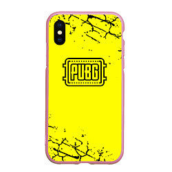 Чехол iPhone XS Max матовый PUBG текстура геймер, цвет: 3D-розовый